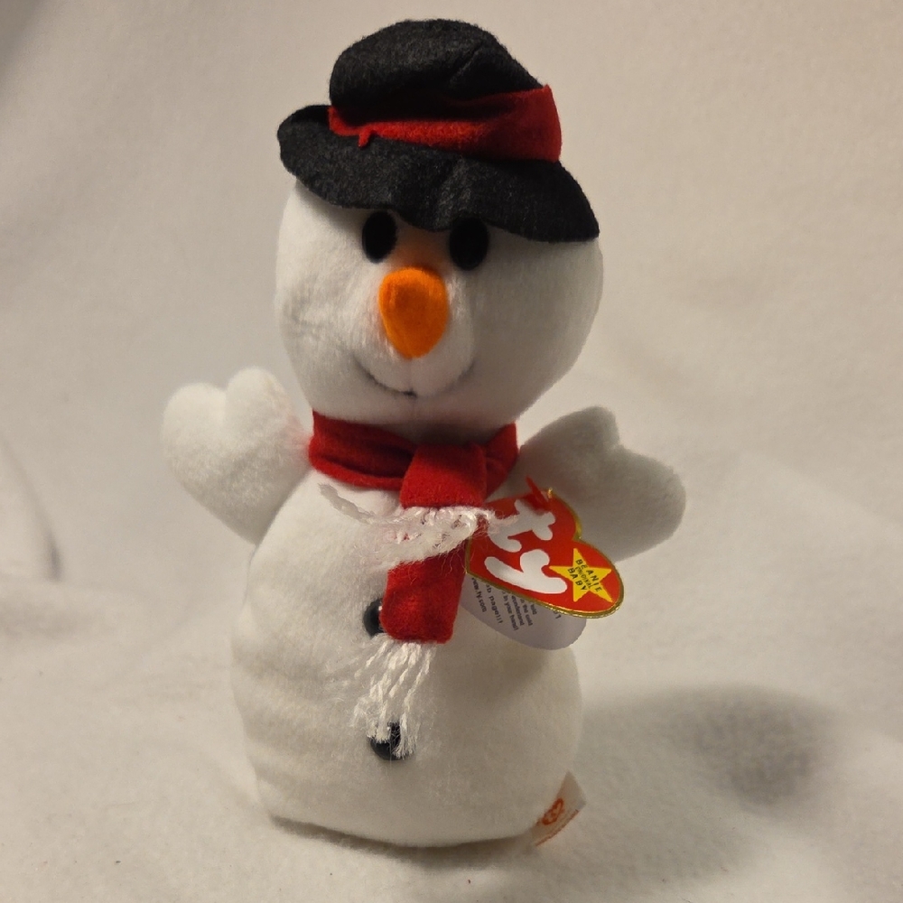 Snowball The Snowman Ty Beanie Babies Collection 1996 Hat And Scarf